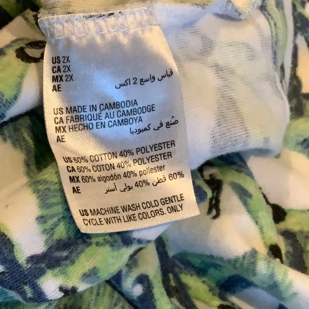 Tropical Parrots Long Sleeved Tee Shirt Plus Size 2X Karen Scott Resale - Picture 9 of 14